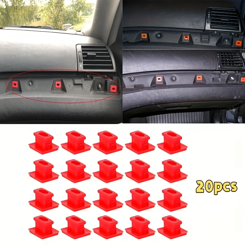 

20pcs/Set Car Fasten Clips Red Insert Grommets Panel Fixing Buckles For BMW E46/E65/E66/E83N Dashboard Dash Trim Strip Clips