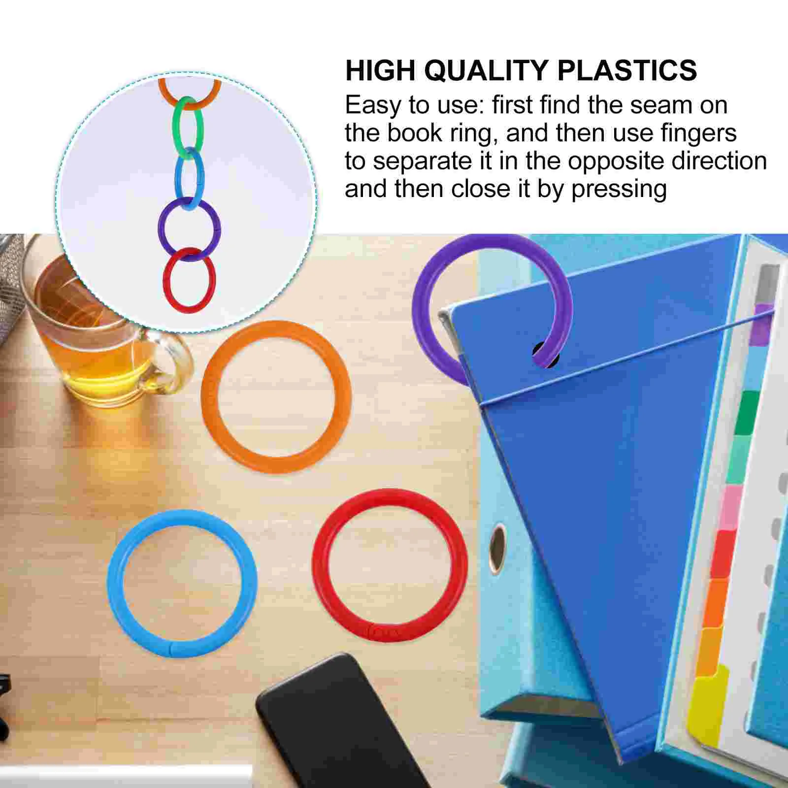 100pcs Durable Loose Leaf Binder Rings Multi purpose Snap Ring Loose Paper Notebook Ring for Organization and Sorting