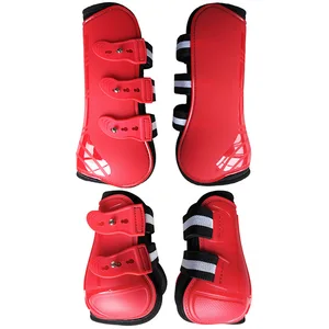 Ajustável cavalo frente Hind Leg Boots, tendão proteger Equestrian, PU Shell e Neoprene, de alta qualidade, 4 pcs 12 principais vendas bota de resgate - №10