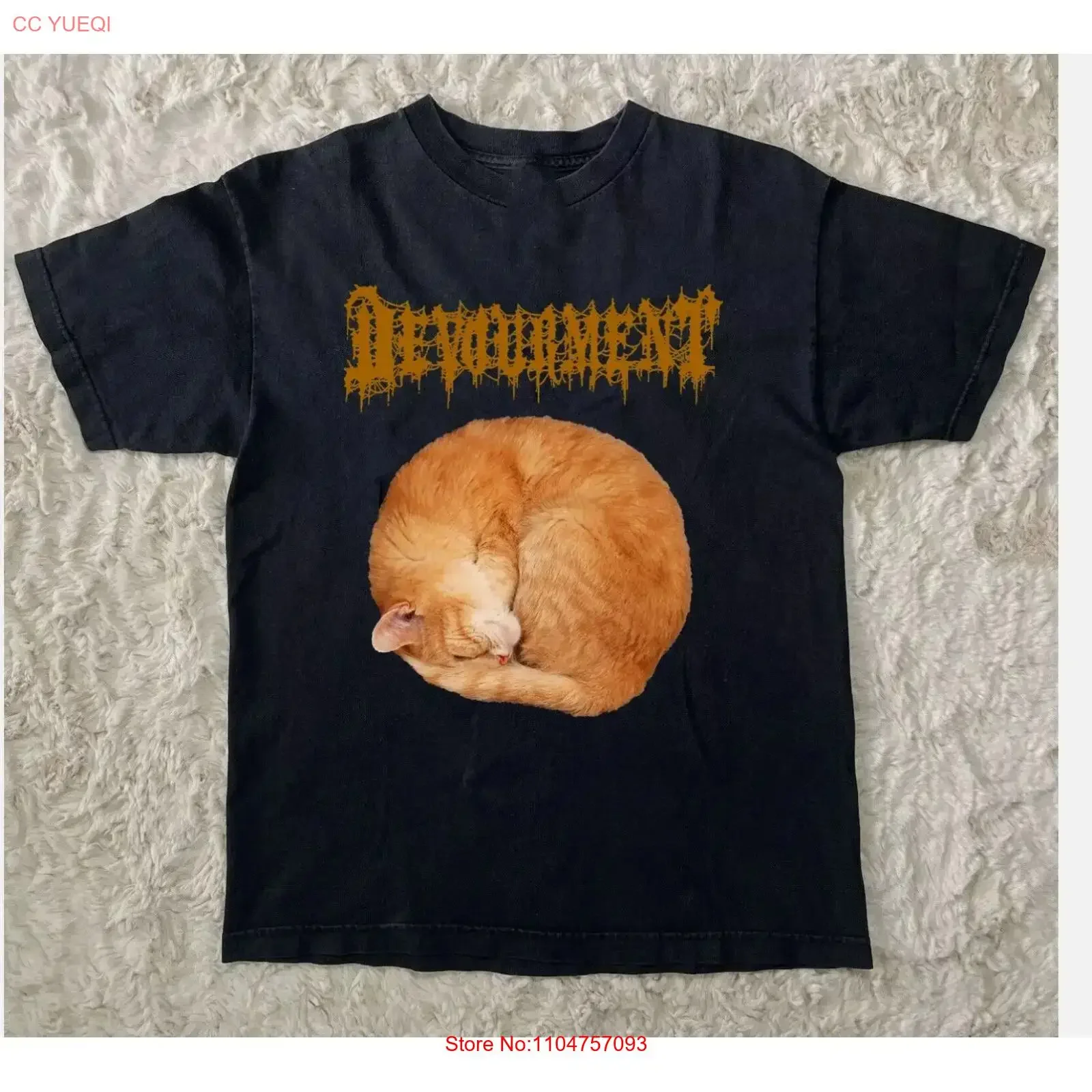 Funny Devourment Band Cat  Black All Size T Shirt vintage Washed Breathable fashion Casual Top For Everyday Wear Soft