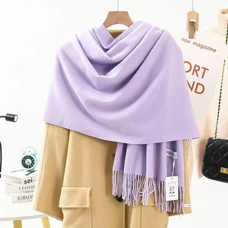 

White Scarf Women's Autumn Winter High-End Cashmere Wool Scarf Versatile 2024 New Faux Cashmere Scarf Warm Casual Sport