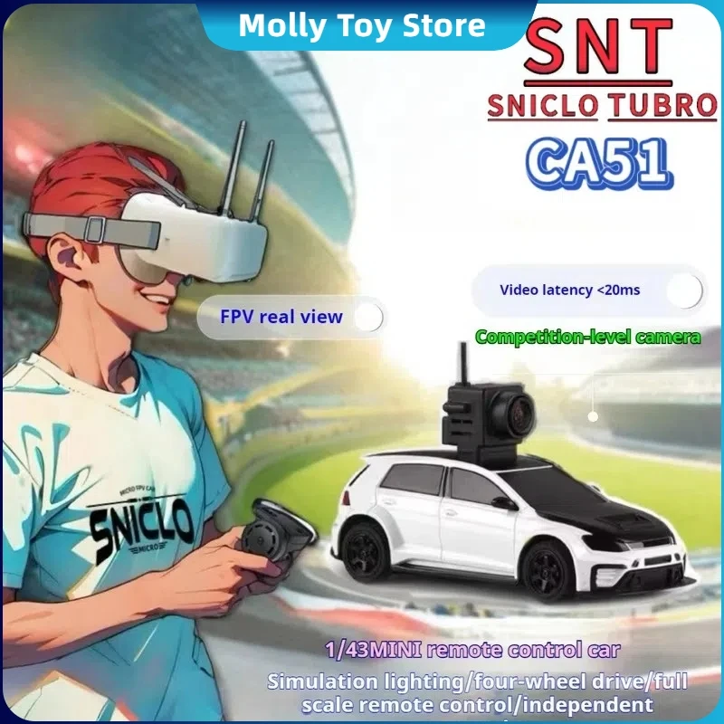 SNICLO CA51 1/43 RC카, Fpv 1 인칭 시뮬레이션 조명, 카메라 포함, 4wd, 2.4ghz, 리모컨 드리프트 자동차 모델, 자동차 장난감 선물