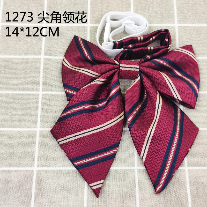 Uniforme JK japonés básico azul a rayas rojas, corbata de esquina afilada, accesorios para el cuello, camisas a juego para hombres y mujeres