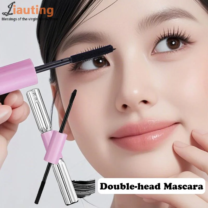 Mascara Double-en-un en Fiber de soie, imperméable, pour Extension de cils, noir, épais, allongeant, cosmétiques