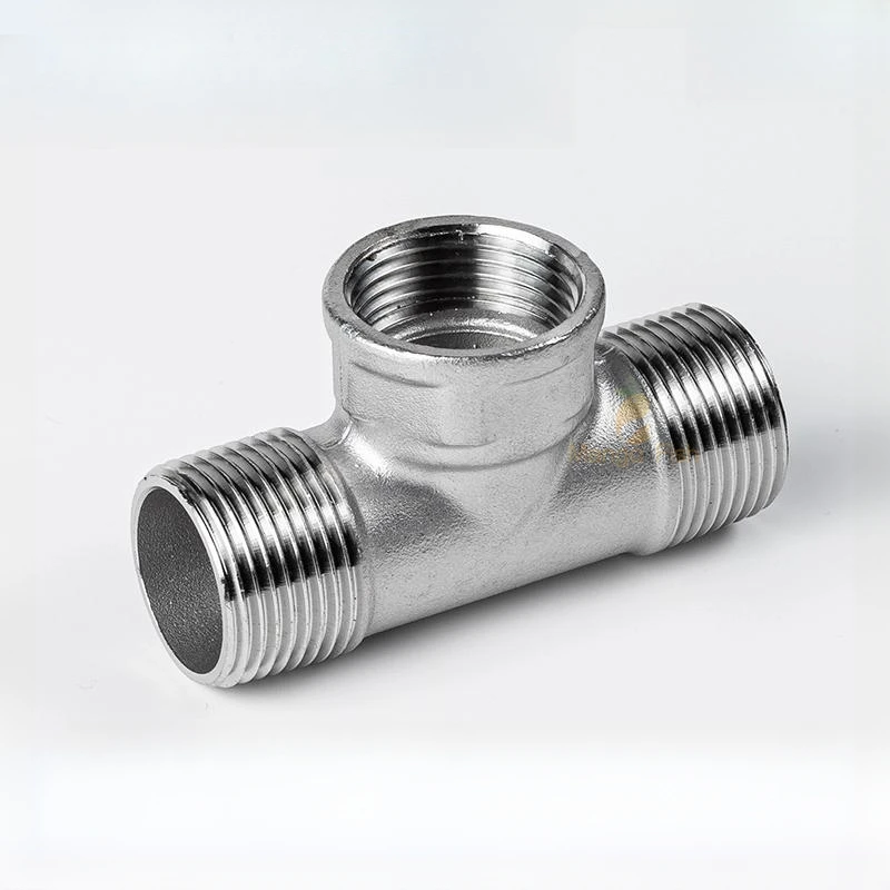 DN8/DN10/DN15/DN25 ชาย + หญิง + ชายเกลียว 3 Way Tee T ท่อ 1/4 "1/2" 3/4 "1" 1-1/2 "BSP เกลียว 304 สแตนเลส