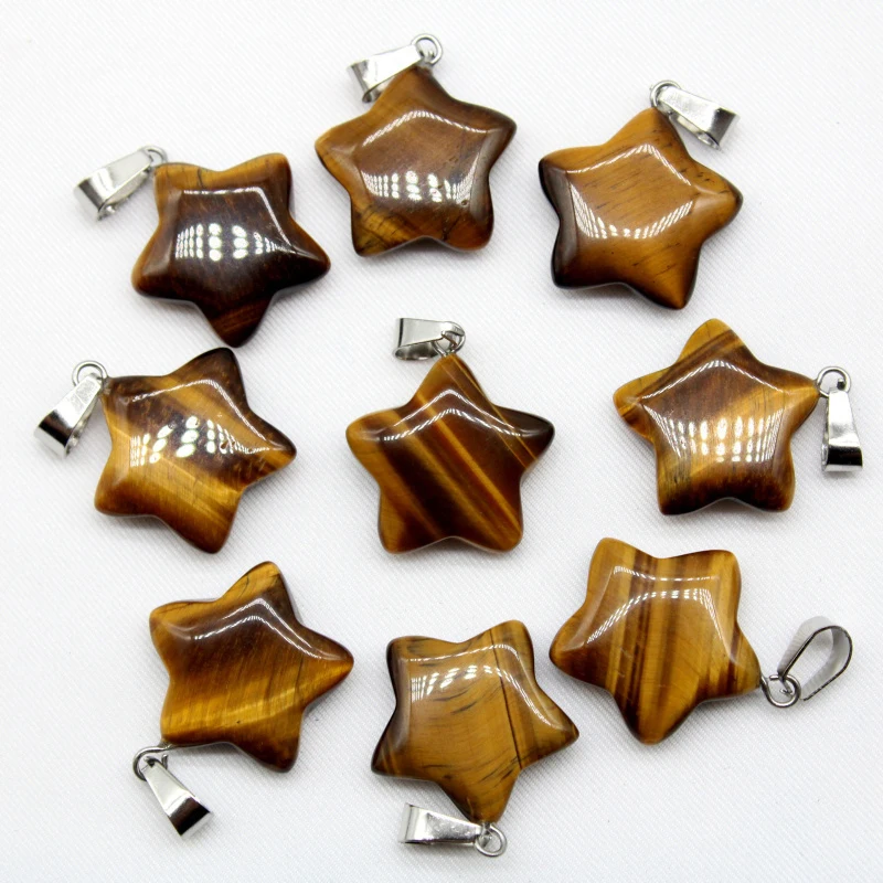 30pcs Natural Gemstone Crystal Quartz Five-pointed Star Pendant Multicolor Lucky Star Pendant Simple Accessories Couple Crystal image 2