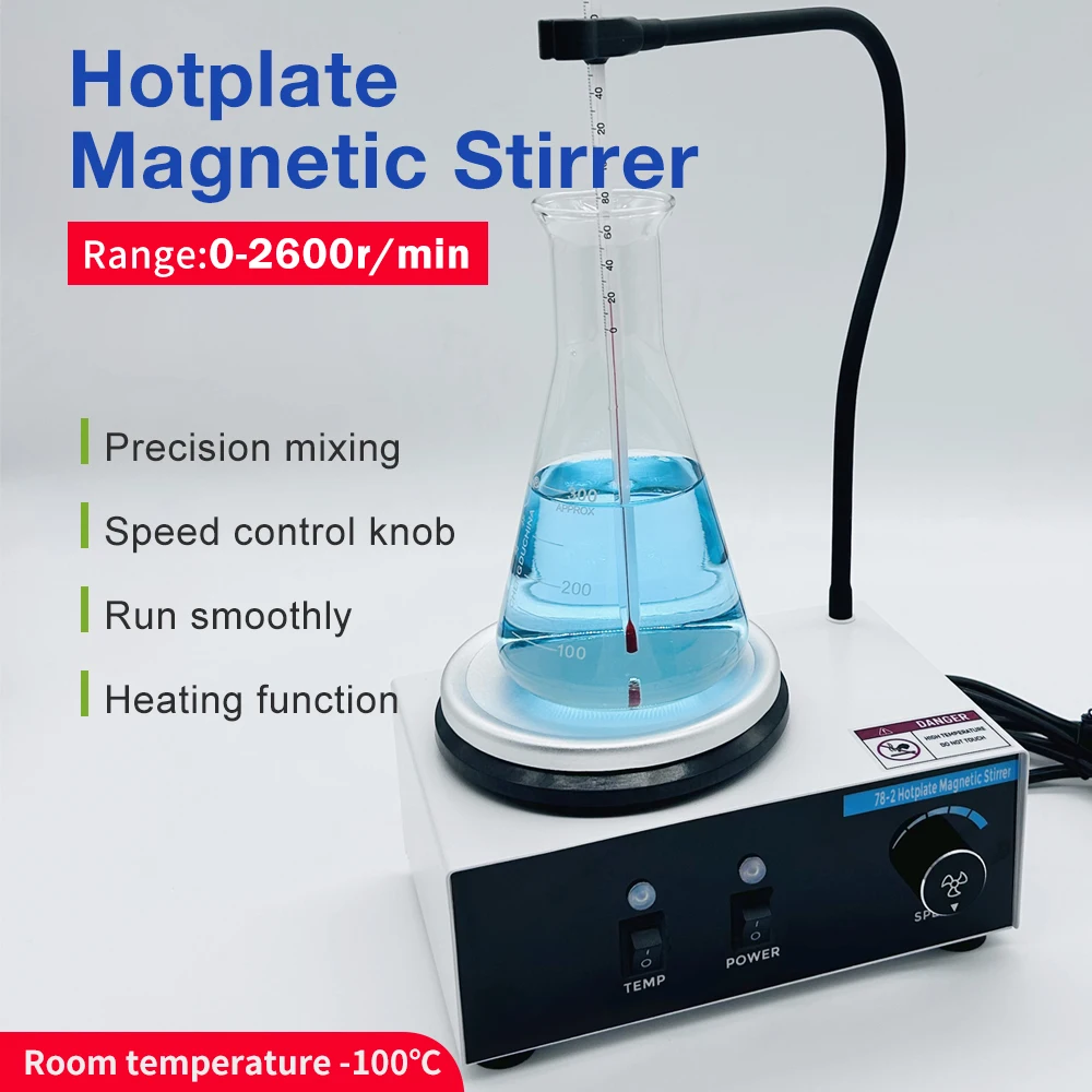 Lab Heating Magnetic Stirrer 2L Hotplate Stirrer 2600rpm Speed Control Mixer Chemistry Cosmetics Thermostatic Mixing Equipment