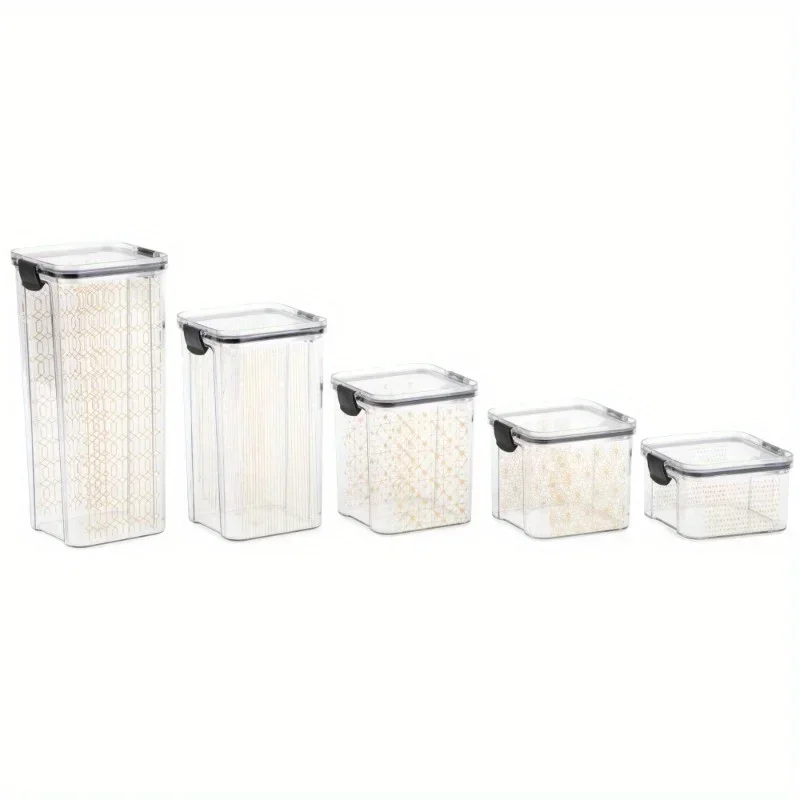 حاويات تخزين الطعام المفاجئة، مجموعة من 5 قطع، ذهبي، مصنوعة من مواد آمنة للطعام، قابلة للتجميد، مختومة #1