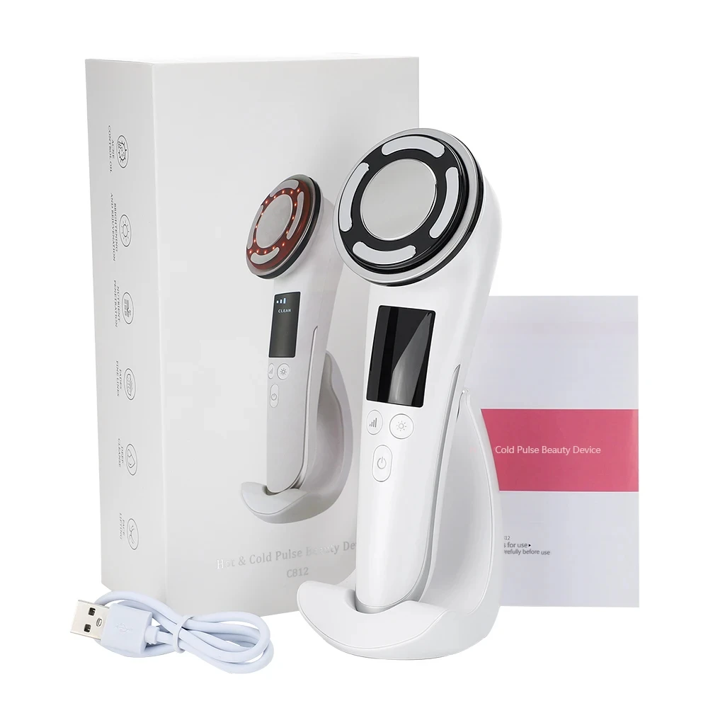 EMS Hot and Cooling Facial Cleaner Face Massager Skin Care V-line Face Lifting Tightening Double Chin Remover Beauty IPL Pulse