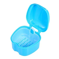 Denture Storage Box Organizer Dental Box Appliance with Hanging Mesh Container Retaining Bracket Portable Basket Retainer