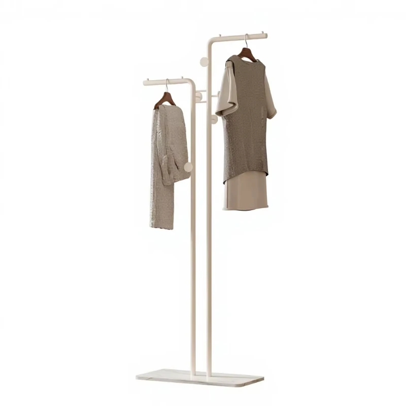 Bedroom floor-to-ceiling metal multifunctional coat rack, cream style home storage rack for clothes and hats