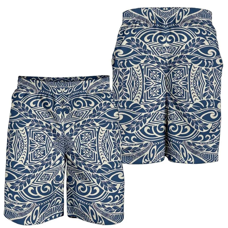 2024 Men's Shorts Boy Hawaii Beach Short Trunks Summer Polynesian Swim Trunks Gym Ice Shorts Boy Board Short Pants Ropa Hombre