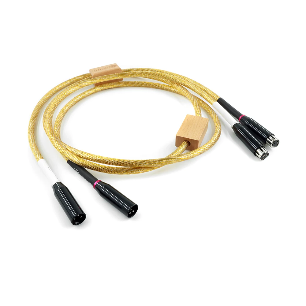 الحمى الرائدة زوج واحد من Odin ODIN Sterling Gold Silver XLR Cannon خط إشارة الصوت المتوازن للذكور والإناث