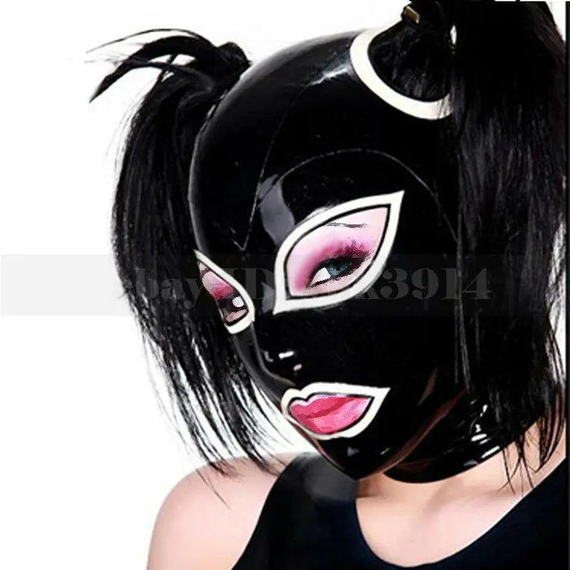 Rubber Latex Hood with Hair Pull Through Holes Halloween Party Mask RLM004