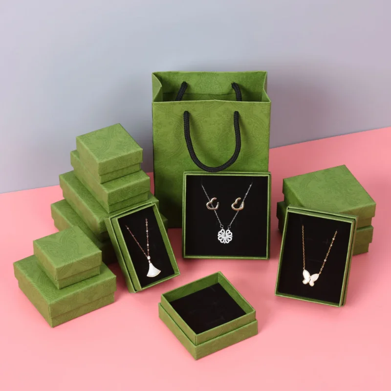 5pcs Green Storage Jewelry Box Jewelry Shop Engagement Ring Earrings Bracelet Necklace Display Gift Box Valentine's Day Gift Box