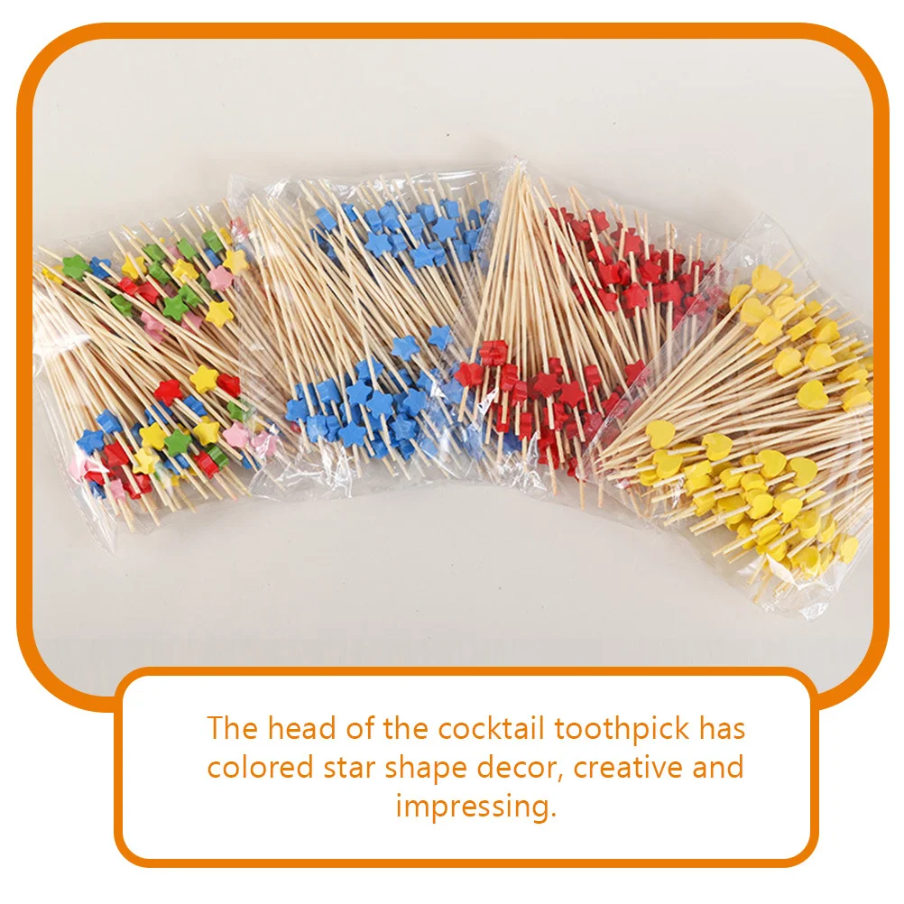

100Pcs Bamboo Food Toothpicks Star Shape Fruit Picks Disposable Party Cocktail Dessert Sticks Disposable Bamboo Picks