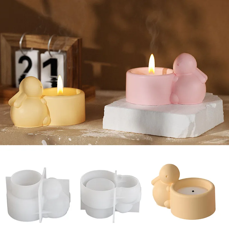 

Подсвечник силиконовая форма кролик чашка для свечи форма для эпоксидной смолы милый DIY кролик банка для хранения форма настольные декоративные поделки подарки