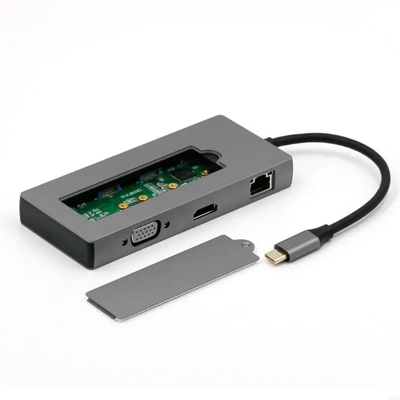 

K32C 8 in1 USB C Docking Station VGA PD Adapter Hard Disk for M.2 SSD HUB