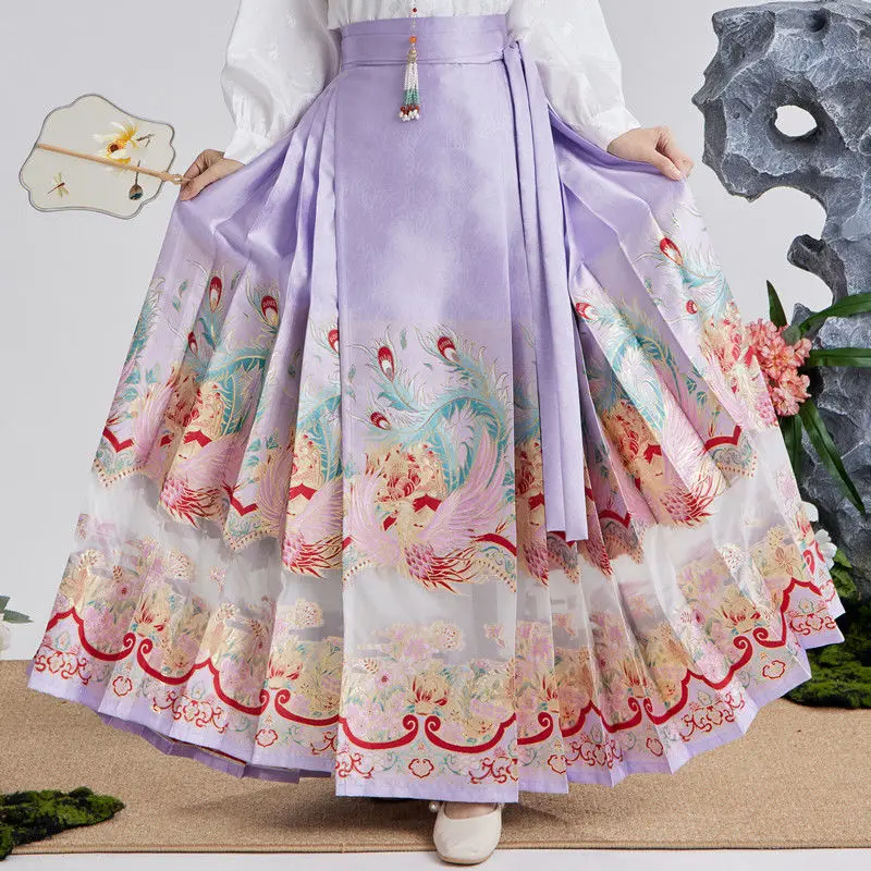 

New Ming Dynasty Hanfu Skirt - Mamian Qun Outfit Elegant Casual Hanfu Daily Wear Women Horseface Skirt Accent
