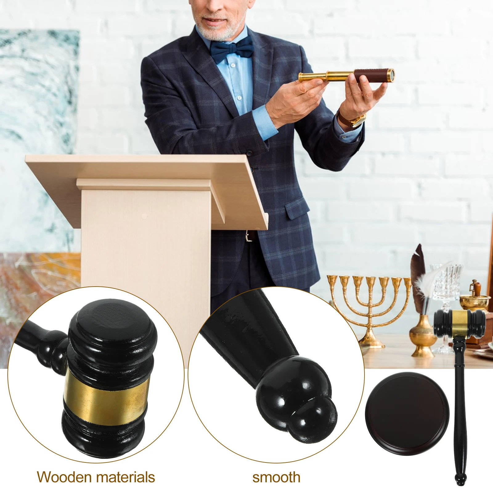 

Wooden Auction Hammer Judge Gavel Legal Court Mallet for Lawyer Judge Board Chairman Club Executive Portable Compact Durable