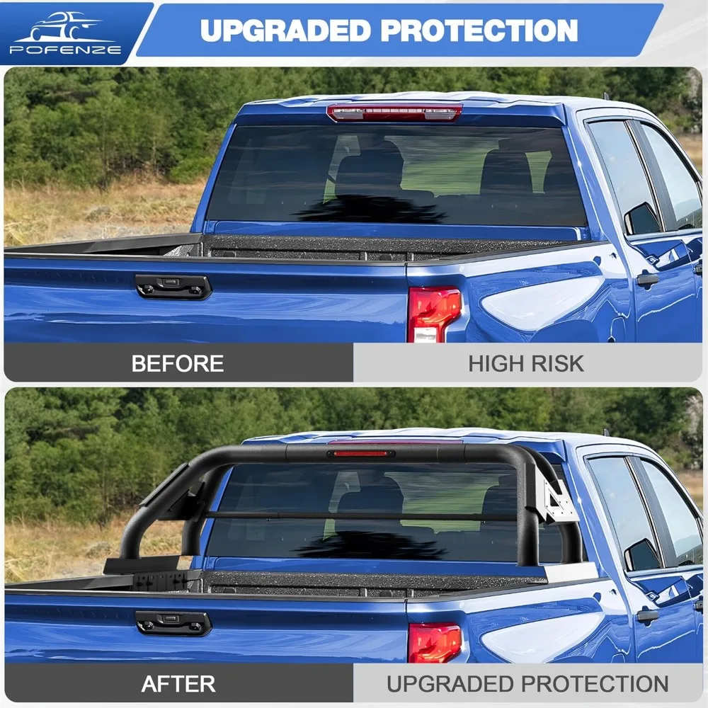 풀 사이즈 트럭용 롤 바, 조절 가능한 체이스 랙 스포츠 바 (포드 F150, 램, 쉐보레 실버라도, 토요타 호환)