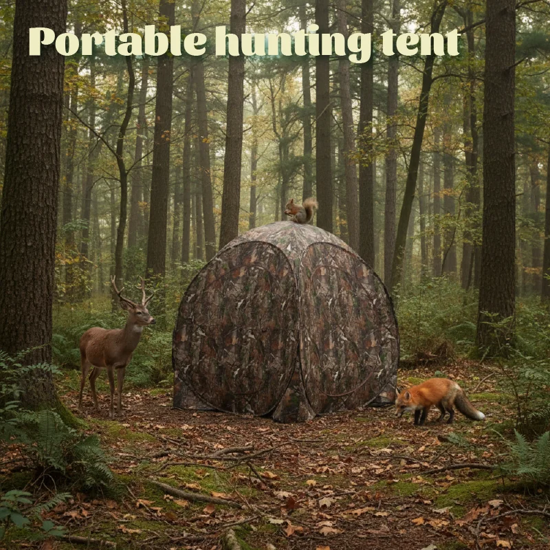 

Lightweight Durable Pop-Up Hunting Blind Ground Shelter Easy Set-Up And Pack Away for Deer Turkey Duck Hunting Camo 6'x6'x6'