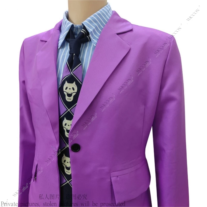 Jo's Suit Kira Yoshikage Cosplay Costume Wig Undead Diamond Bizarre Kawashiri Yoshitaka Adventure Purple Suit Men Halloween Suit