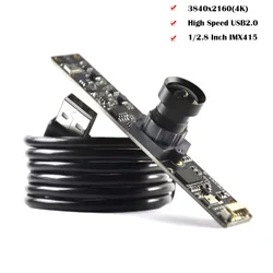 3840x2160 4K 8MP HD IMX415 USB Camera Module with Digital Mic FF  120° UVC-compliant, Plug and Play For Machine Vision