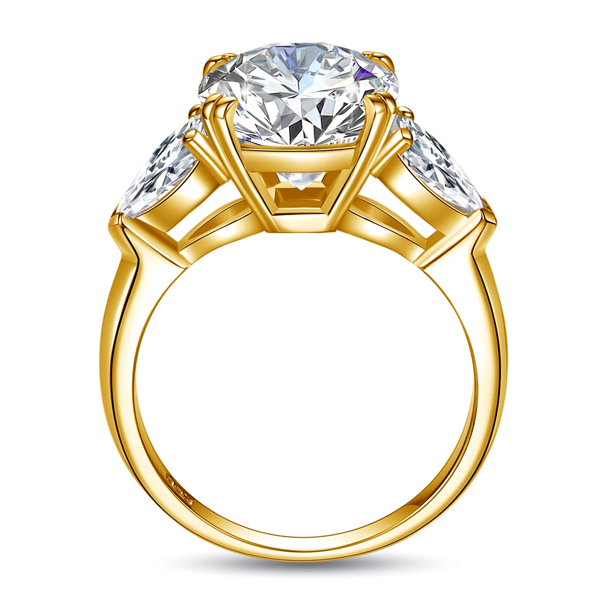 5 Karat Kissenförmiger 3-Stein-Moissanit-Ring aus Gold mit GRA-Zertifikat, D-Farbe, VVS1, Eternity-Verlobungsschmuck für Frauen, Geschenke im Angebot – Detail 4