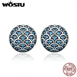 Wostu Echt 100% 925 Sterling Zilver Legende Van De Zee Clear Cz Stud Oorbellen Voor Vrouwen Sterling Zilveren Sieraden Gift FIE239