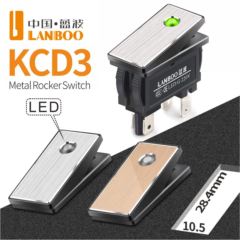 Lanboo 2810.5 Serie 16Amp Hoge Stroom Rocker Switch On-Off 2 Positie 4Pin KCD3 Serie Met Licht Schakelaar 12V24V