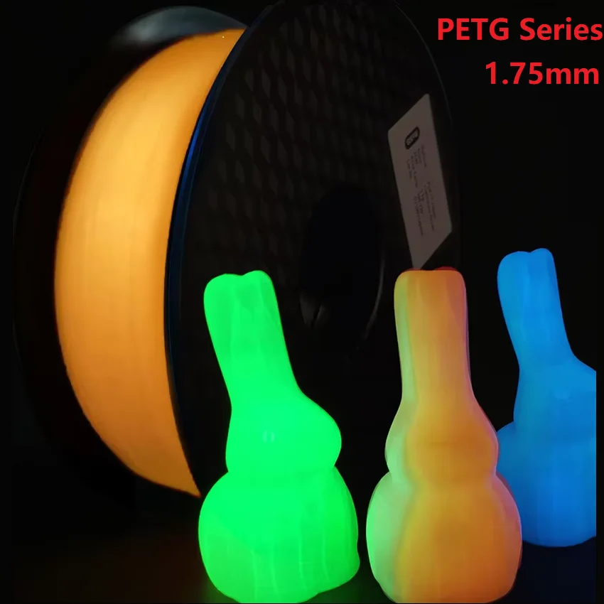 

Базовая нить PETG для 3D-принтера, светящаяся в темноте, 1,75 мм, 1 кг, 250 г, светящаяся сублимационная нить, прозрачный мрамор