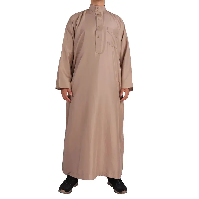 Muslimische islamische Roben Kleidung Herren arabische Robe Retro Langarm Thobe Roben einfarbig lose Dubai Saudi Arab Kaftan Shirt Top