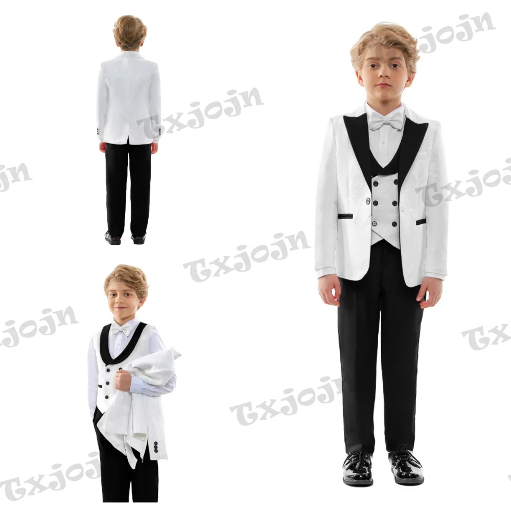 Boys Suits for Kids Black 4 Pieces For Wedding Ring Bearer Outfit Fashion Formal Suit Set As Award Ceremony School Activities