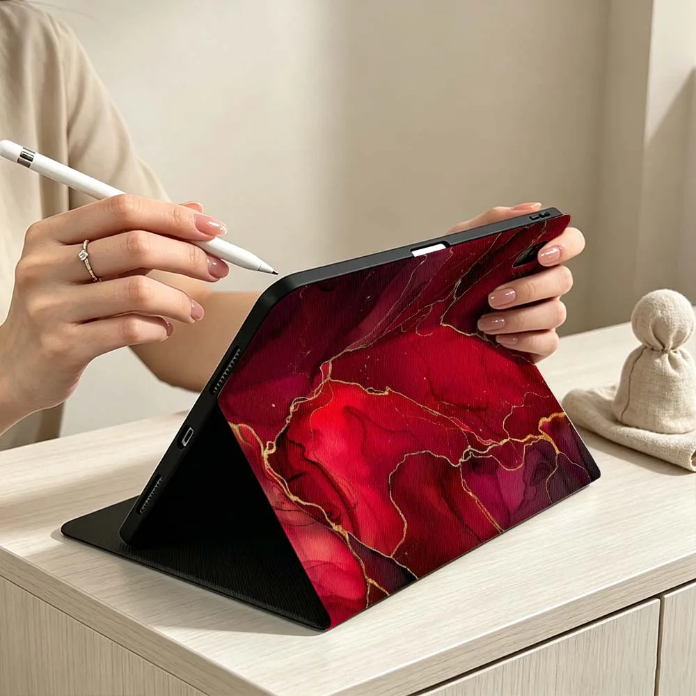 Marble Pattern Print For iPad Pro Air mini 7 6 5 4 3 2 1 M5 M4 M3 11th 10th A17 Pro A16 A14 Soft Pen Tray Tablet Case