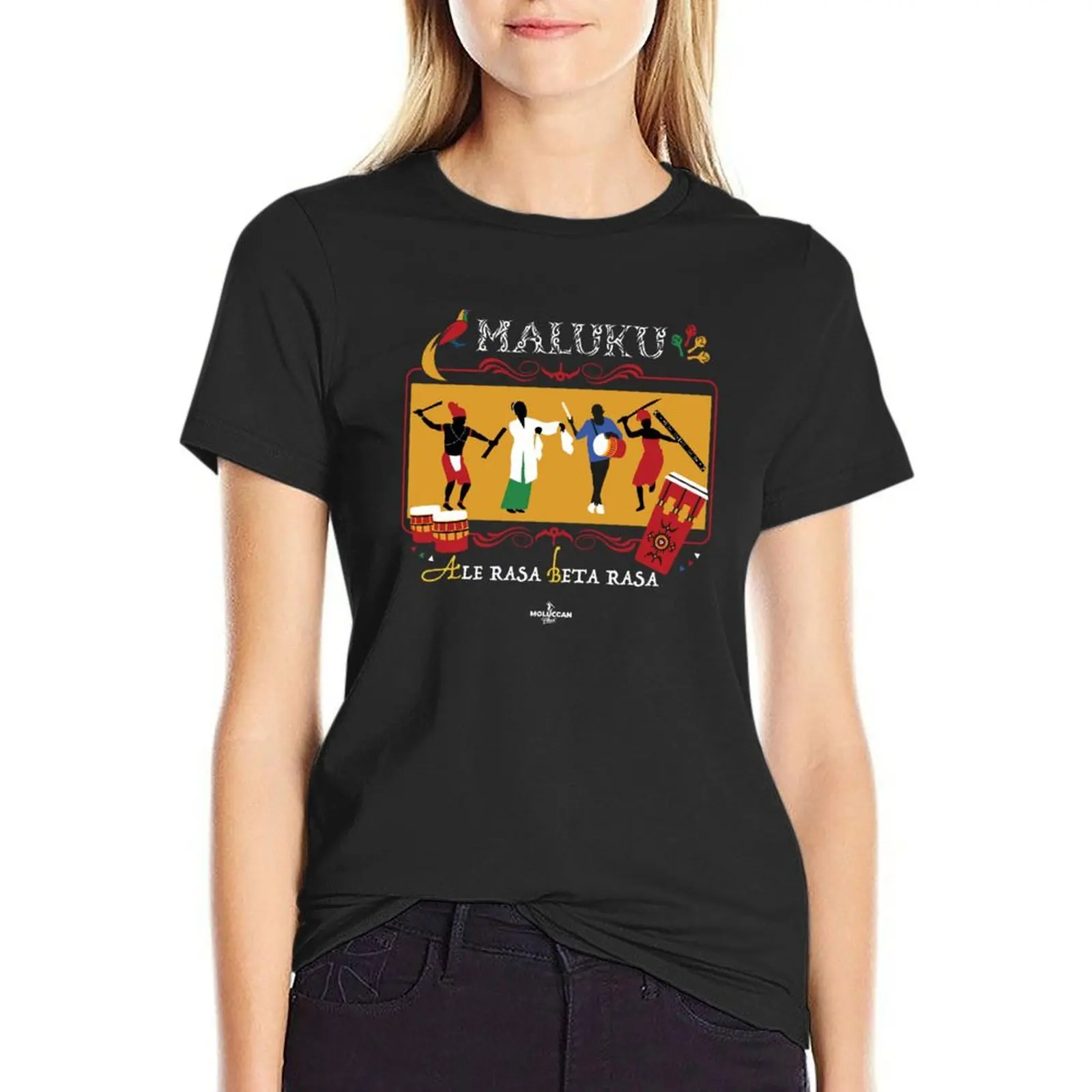 Moluccan Dance and Drum Culture Art T-Shirt customs vintage western t-shirt dress for Women