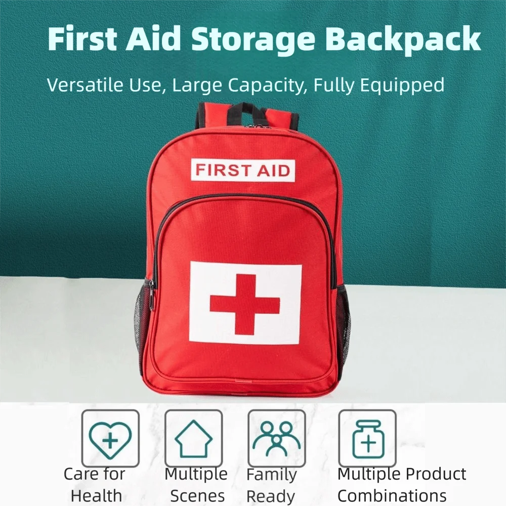 

Empty Emergency Medicine Backpack Large Capacity Anti-Scratch Outdoor Rescue Bags Red Waterproof First Responder Trauma Bags