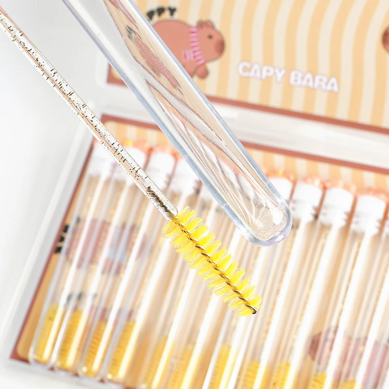 카피바라 속눈썹 브러쉬 및 눈썹 빗 (속눈썹 연장용), 개별 튜브 포장