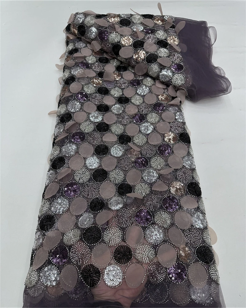 Manik-manik Afrika Mewah 2025 Payet Nigeria Kualitas Tinggi dengan Renda Mutiara Kain Renda Tulle Perancis untuk Jahit Gaun Pesta