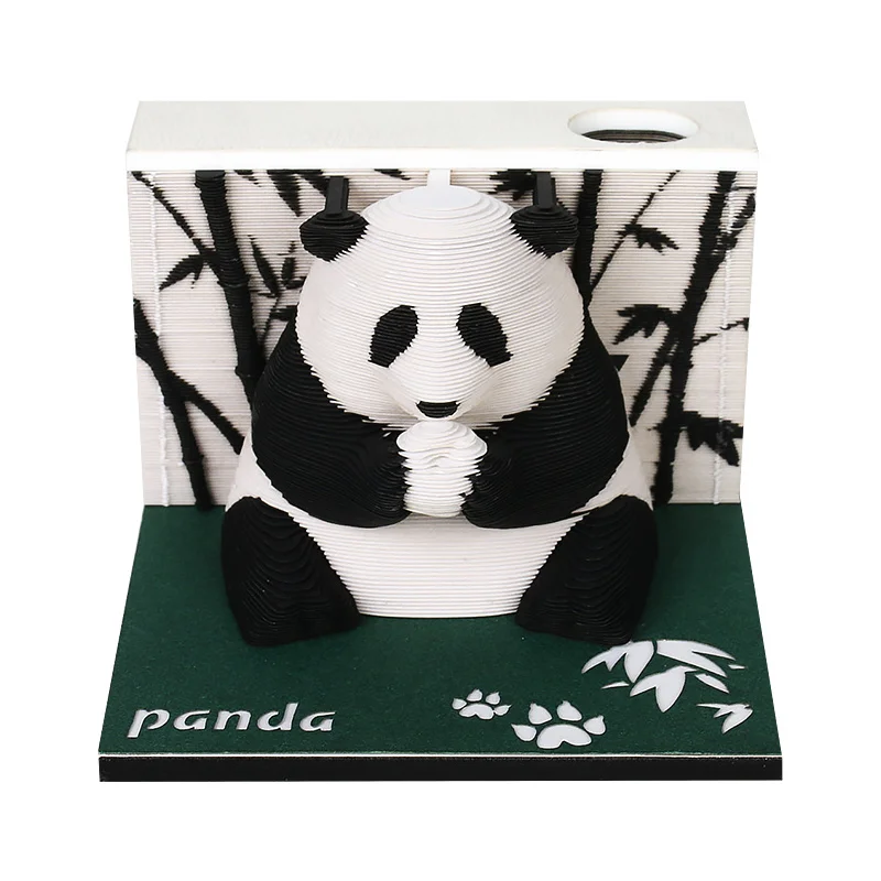 Panda Calendar Creative Paper Carving Calendar 3d Three-Dimensional Hand-Torn Note Note 2025 New Year Desk Calendar