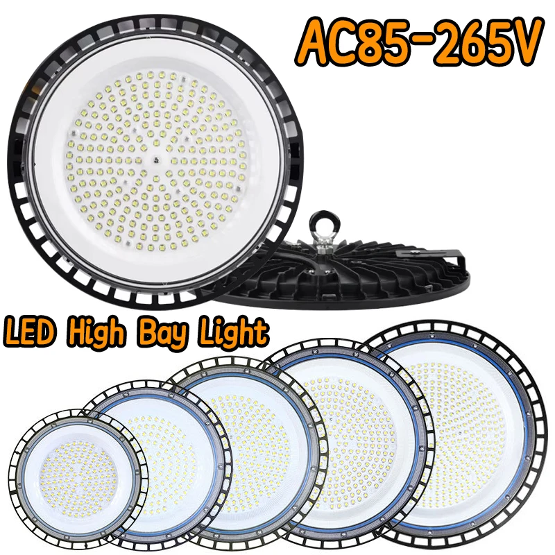 Супер яркий светодиодный светильник UFO High Bay AC85-265V 100W-300W IP65 Водонепроницаемый коммерческий промышленный гаражный мастерский Тренажерный зал Рыночная лампа