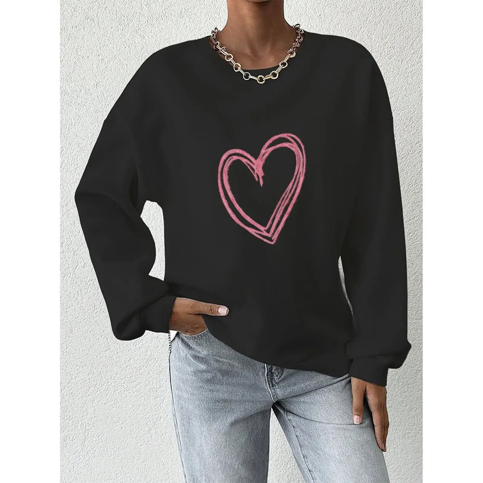 Sweater For Daily Wear Stylish Sweater Round Neck Daily Casual Style Black Comfortable Casual Sweater Clothing