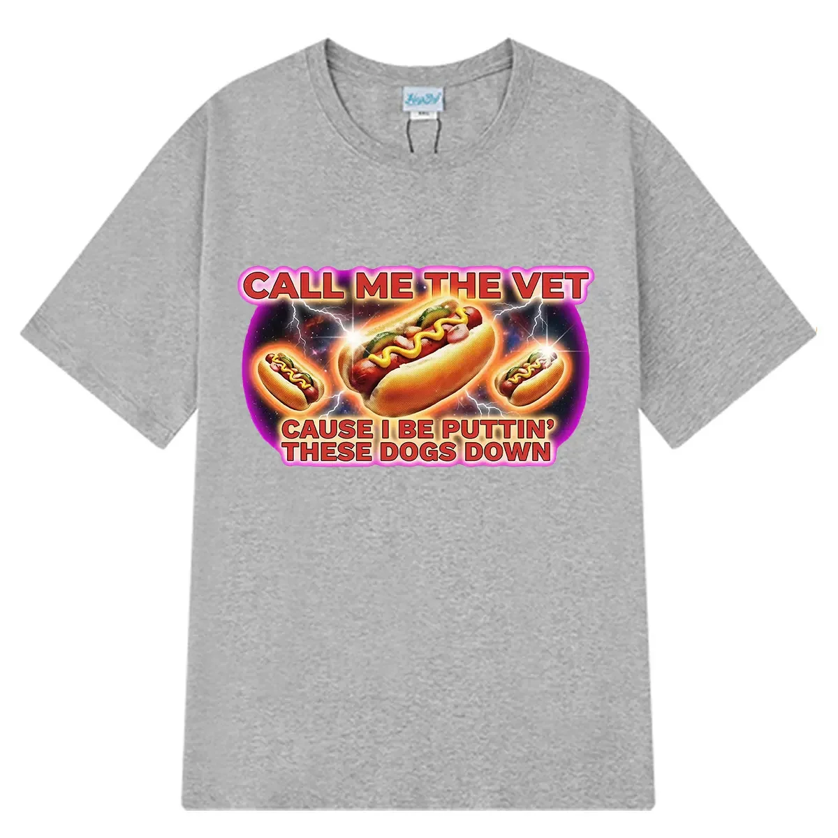 Funny Food Pun Callhe Vet Cause I Be Puttin These Dogs Down Tees Men Women  Vintage Fashion Loose Casual -shirts