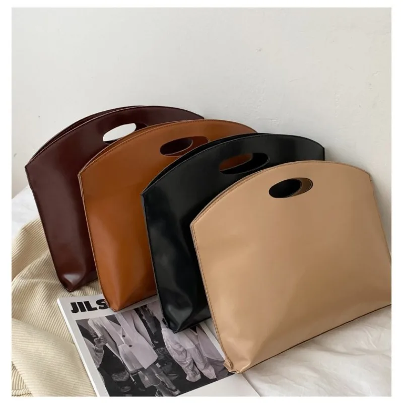 1PCS Shoulder Crossbody Bag PU Material Shoulder Crossbody Bag Retro Brown PU Handheld Crossbody Bag Hollow‑out Handle