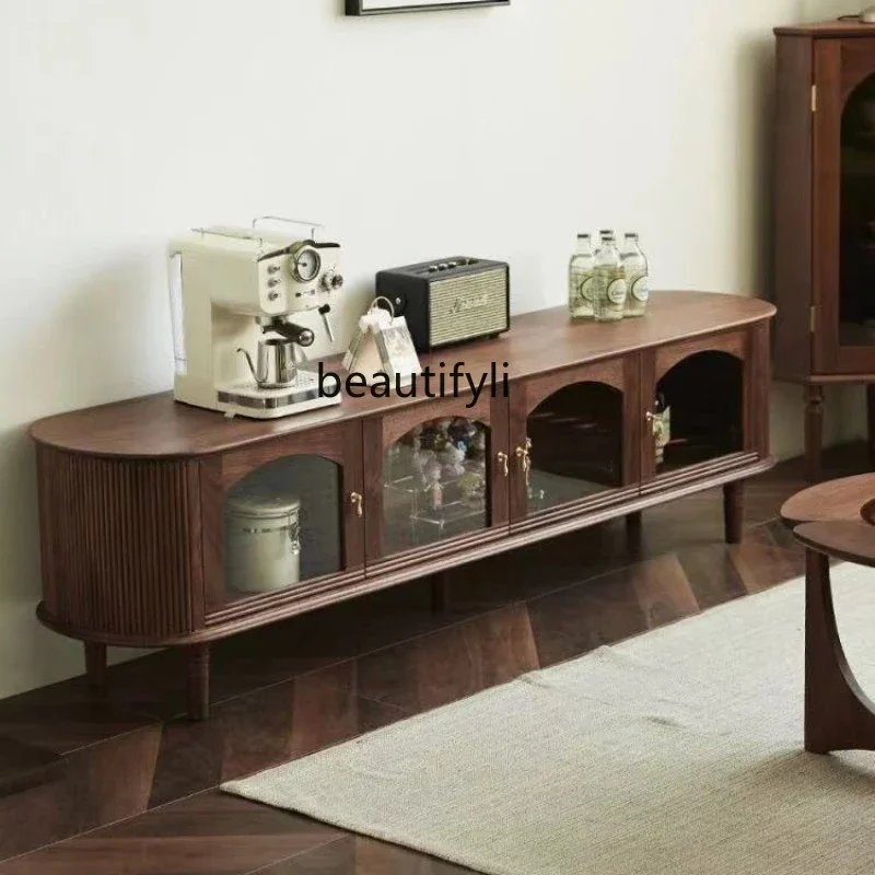 

x11Скандинавский ретро-черный орех, деревянный шкаф для телевизора, домашняя гостиная, современная минималистичная подставка для телевизора из массива дерева