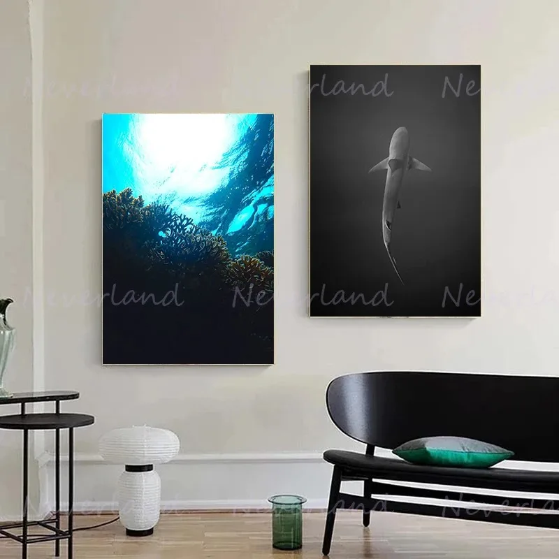 Deep Sea Underwater Fish Coral Reef Marine Organism Diver Poster Canvas Painting and Prints Wall Art Picture for Room Home Decor