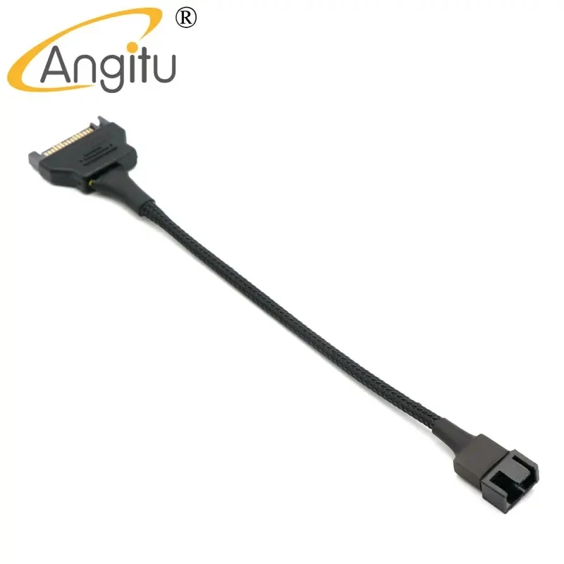 Angitu 12V Sata auf 1x3Pin/4Pin Lüfter/PWM Stromkabel SATA 15pin Stecker auf Lüfter 3Pin/4Pin Netzteil