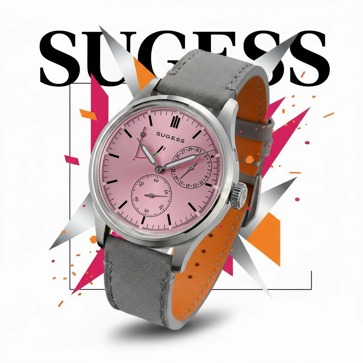 Sugess ساعة رجالية أوتوماتيكية ساعات المعصم للأعمال ST1787 جنيف المشارب حركة رقيقة جدا ساعة العلامة التجارية الأعلى موضة عادية S458