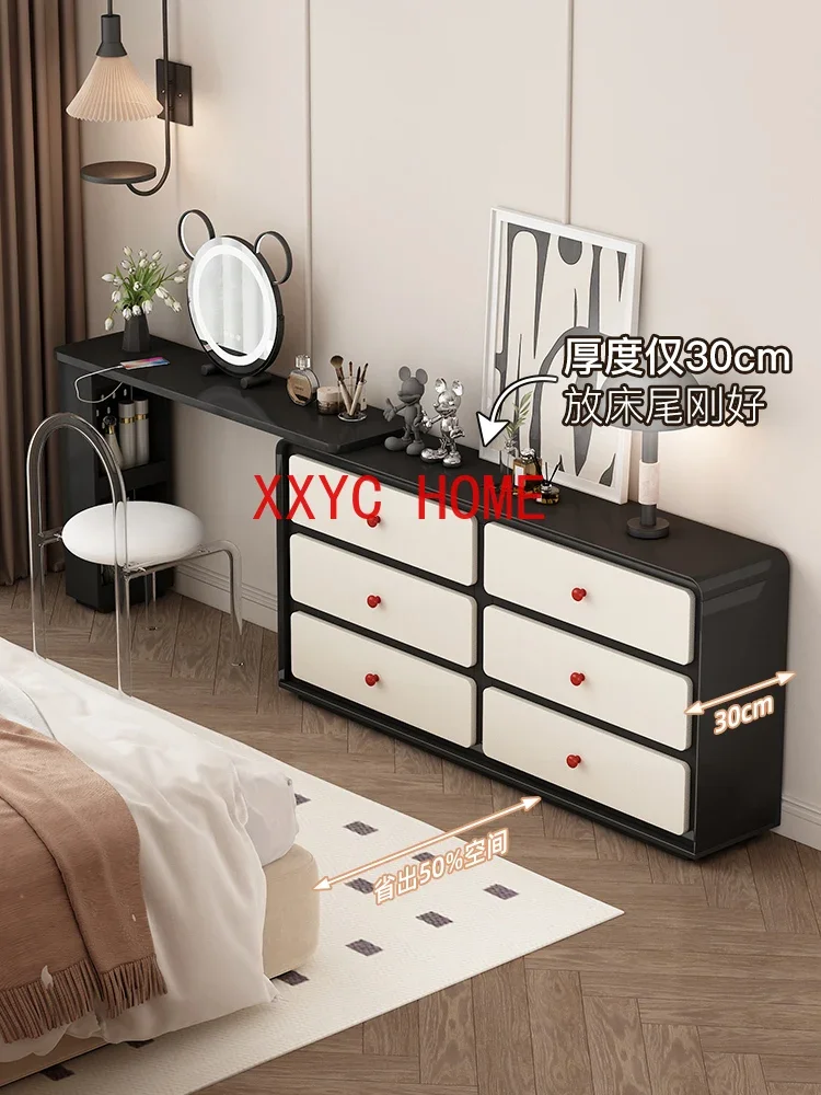 

French Retro Dresser Bedroom Modern Minimalist Makeup Table Black