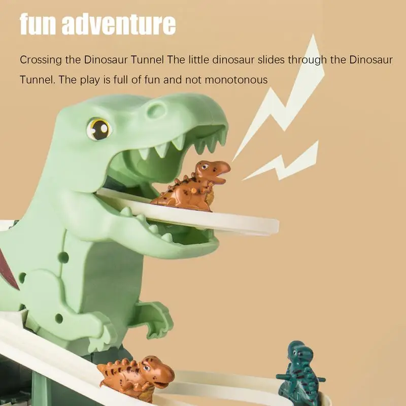 Dinosaur Climbing Slide Music Toy with 3 Dinosaurs Puzzle Fun Electric Slide Toy Car Boy and Girl Birthday Christmas Gift